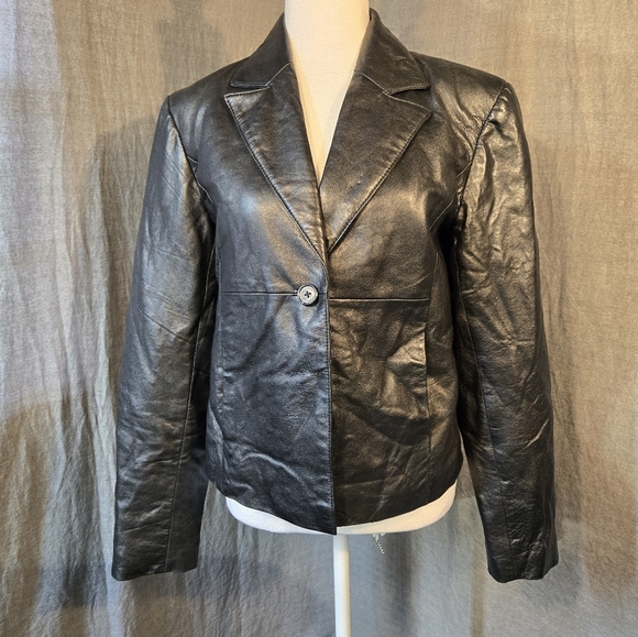 Marc Mattis Women's Size Medium Leather Jacket Black 100% Genuine Leather Shell - Picture 1 of 8